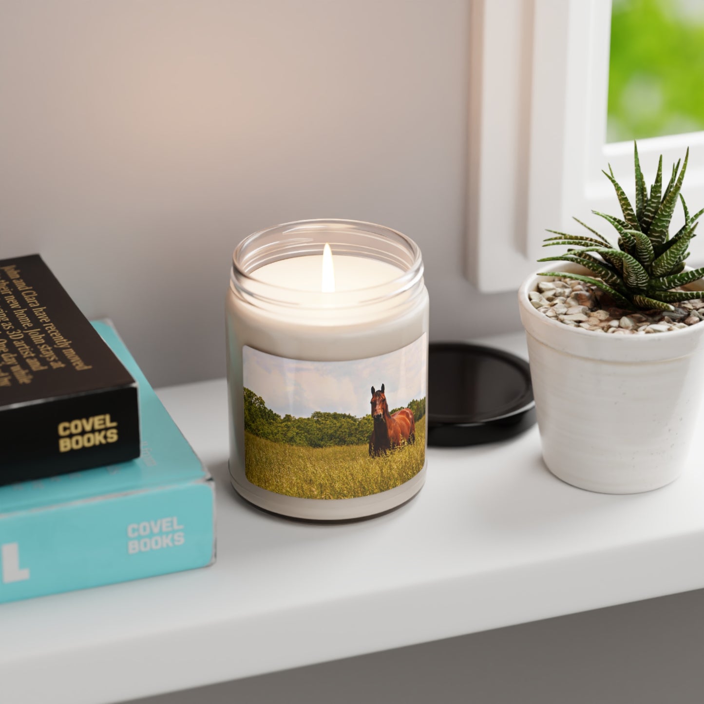 Western Cowboy Horse Photo Scented Soy Candle, 9oz