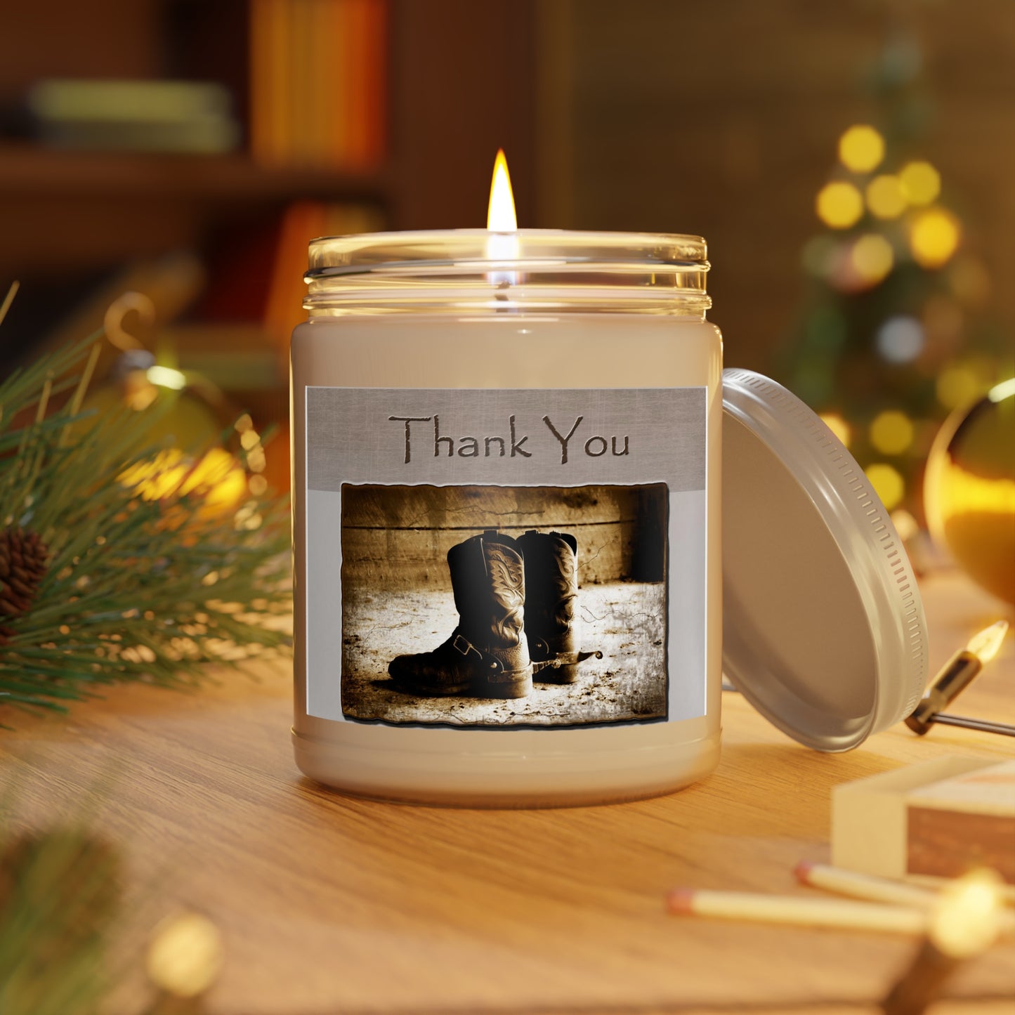 Western Thank You Rustic Cowboy Candle Scented Candles, 9oz