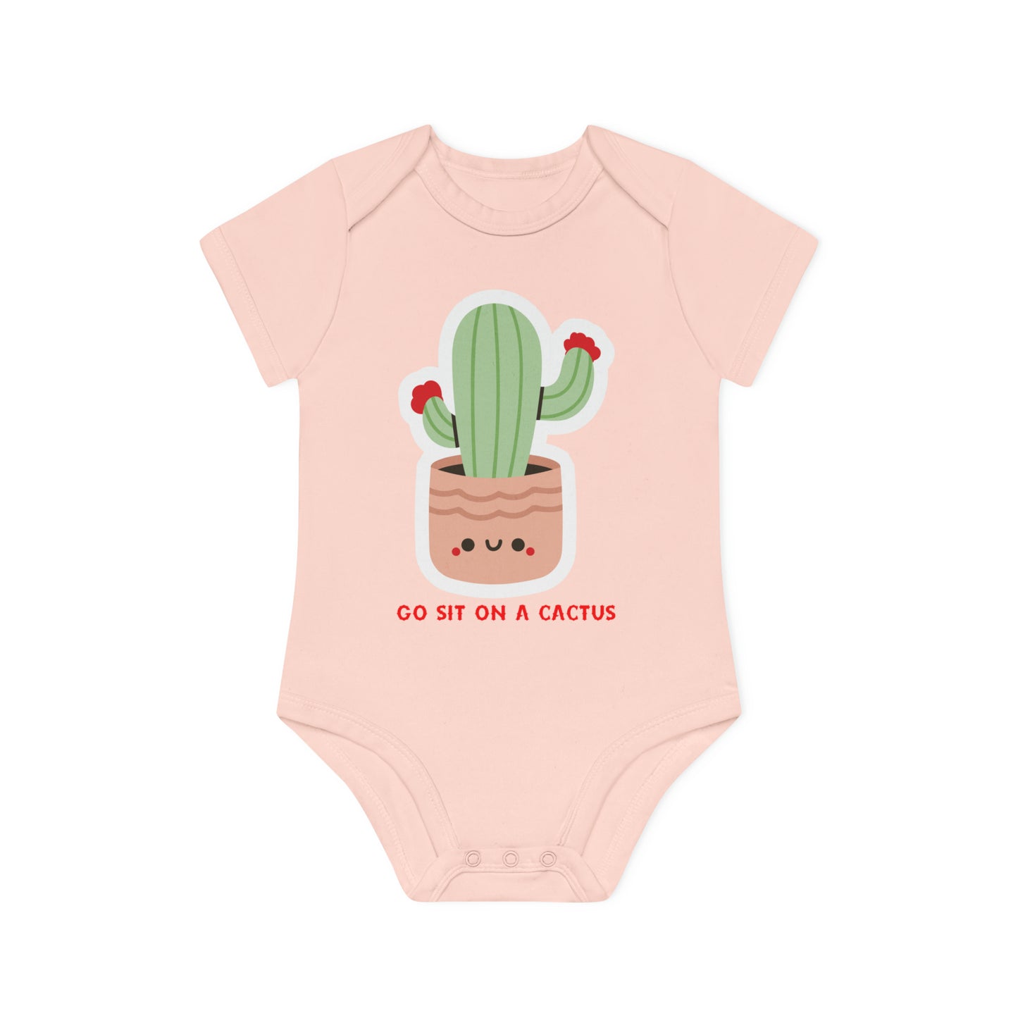 Funny Go Sit on a Cactus Baby Organic Short Sleeve Bodysuit
