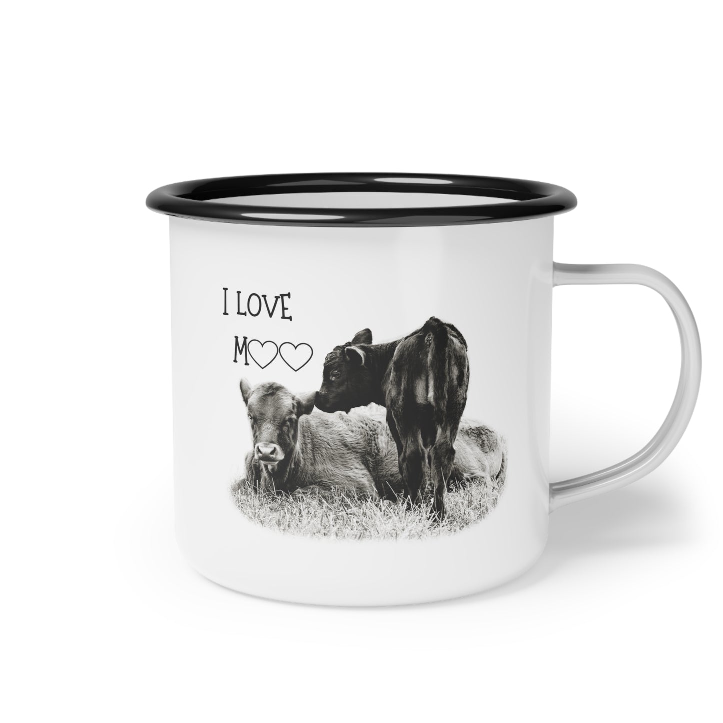 Baby Cows Cuddling Farmhouse Photo Enamel Camp Cup