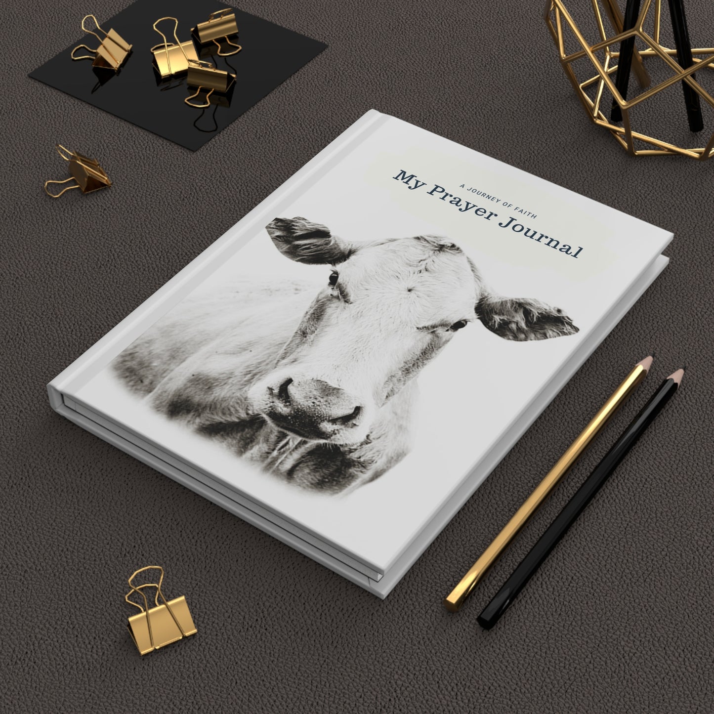 White Charolais Cow Hardcover Prayer/Gratitude Journal Matte