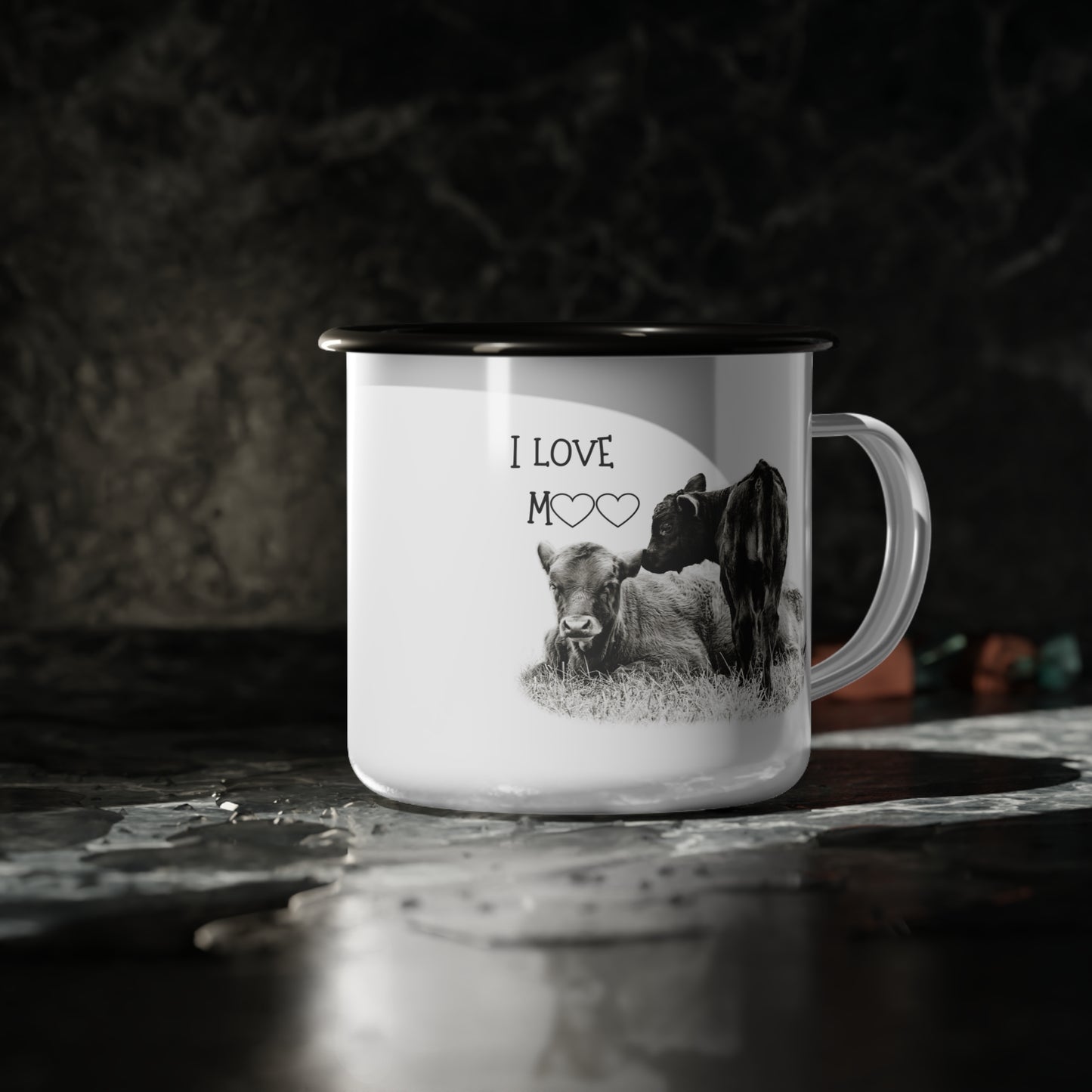 Baby Cows Cuddling Farmhouse Photo Enamel Camp Cup