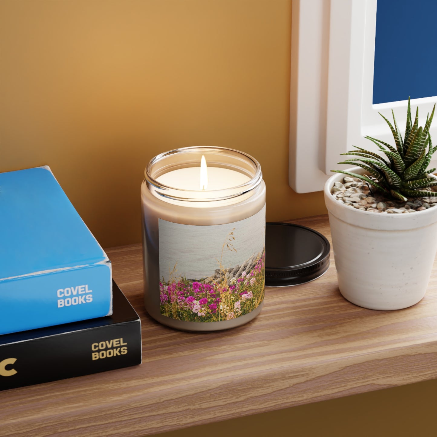 Ocean Beach Flower Photo Scented Candle, 9oz