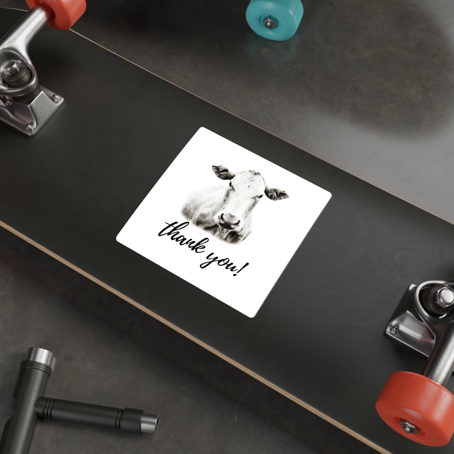 White Cow Charolais Farm Animal Thanks You Die Cut Sticker