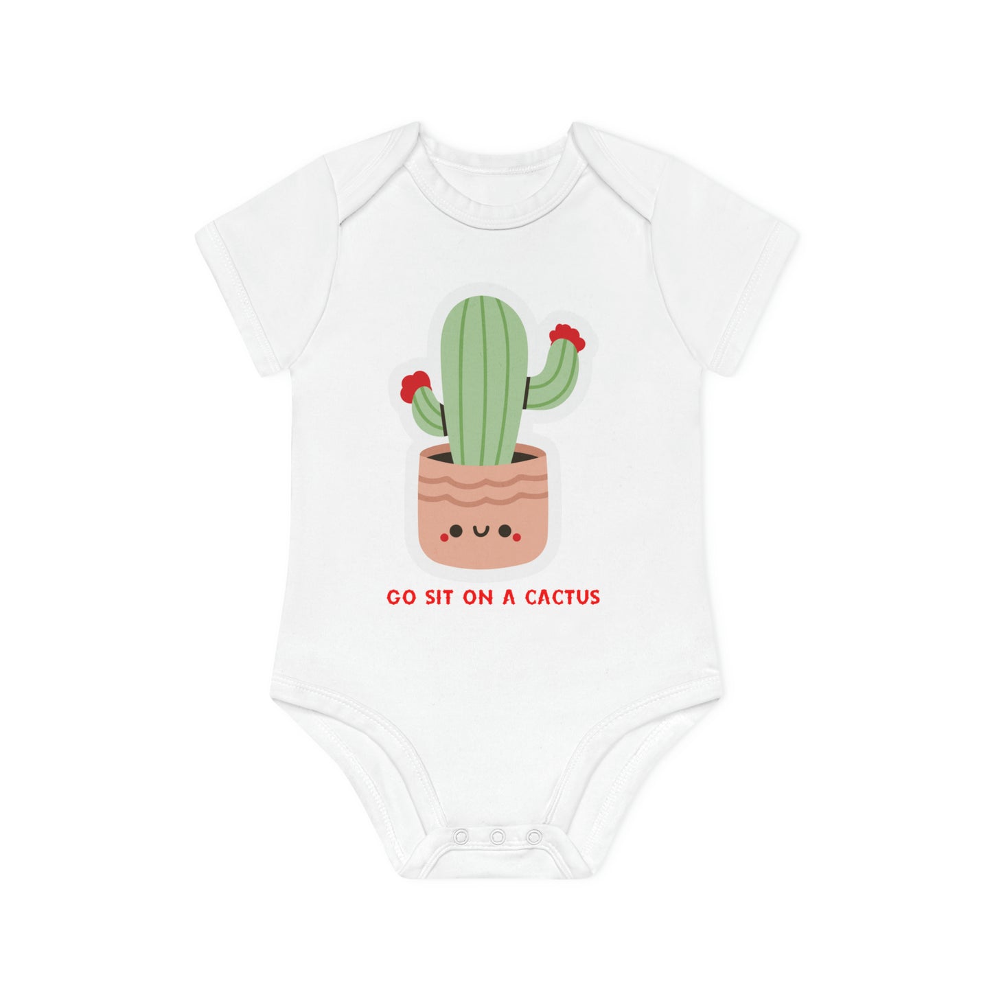 Funny Go Sit on a Cactus Baby Organic Short Sleeve Bodysuit