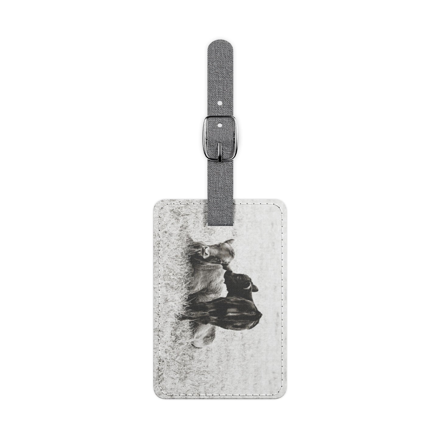 Baby Cow Luggage Tag/Travel Identification/Suitcase Tag/Wedding Gift/Saffiano Polyester Luggage Tag, Rectangle/Farmhouse Gift