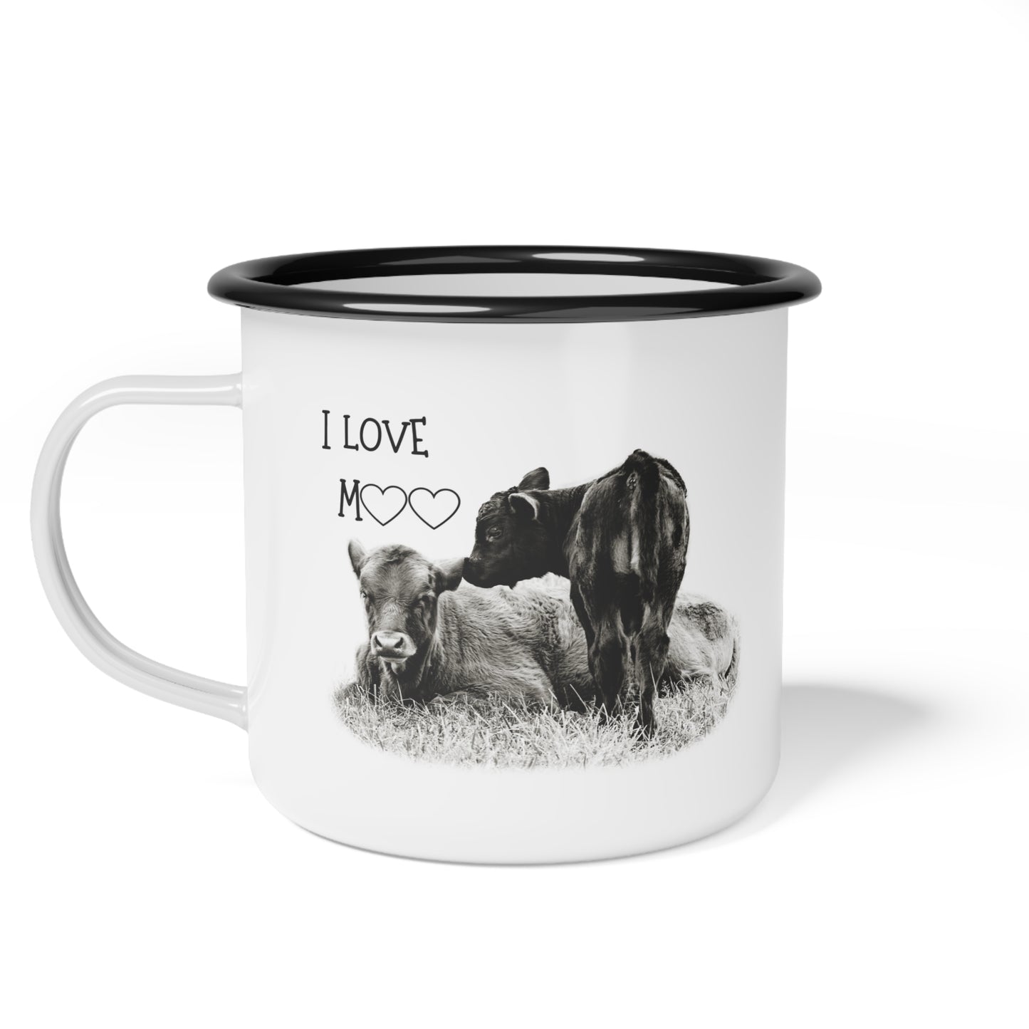 Baby Cows Cuddling Farmhouse Photo Enamel Camp Cup