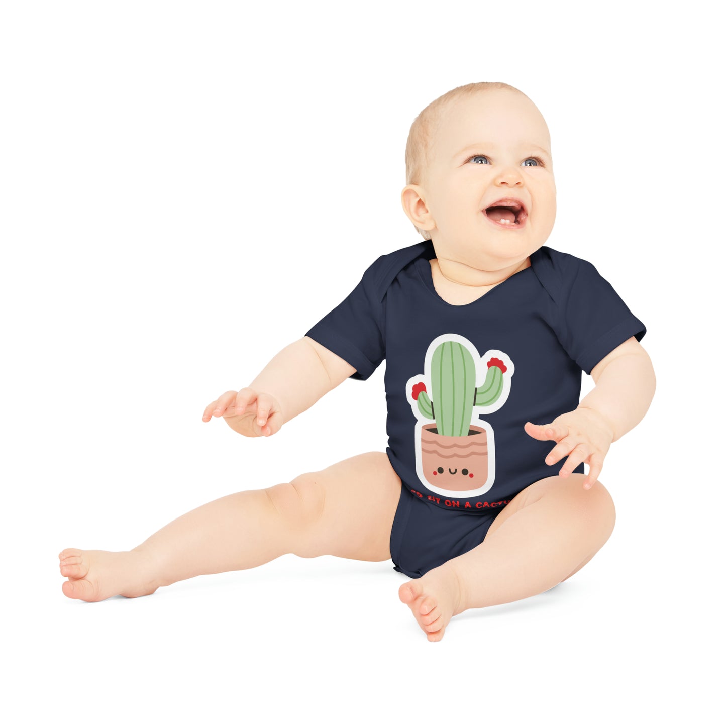 Funny Go Sit on a Cactus Baby Organic Short Sleeve Bodysuit