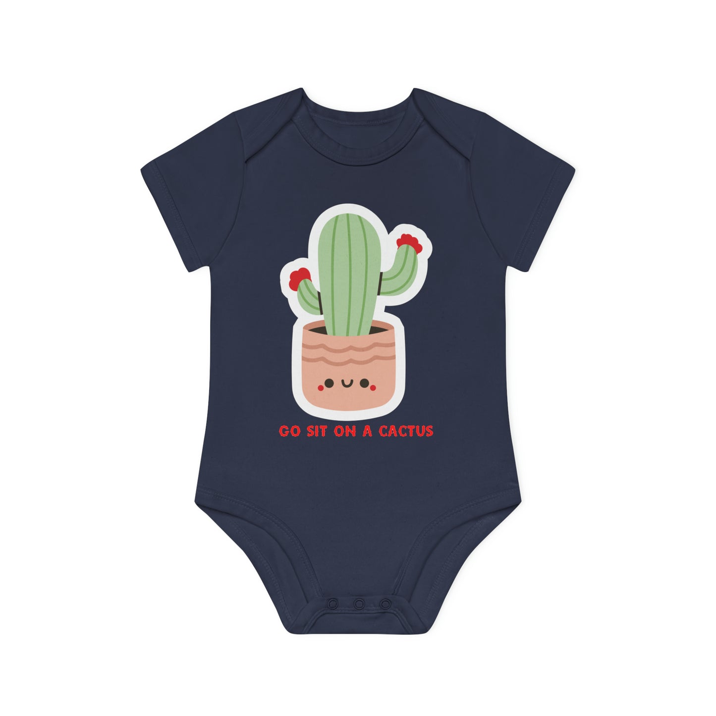 Funny Go Sit on a Cactus Baby Organic Short Sleeve Bodysuit