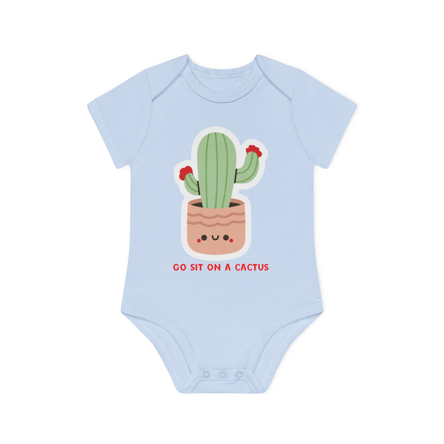 Funny Go Sit on a Cactus Baby Organic Short Sleeve Bodysuit