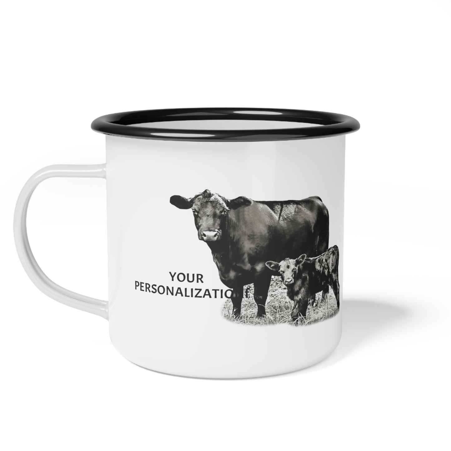 Personalized Enamel Camper Cup Custom Cow Coffee Mug