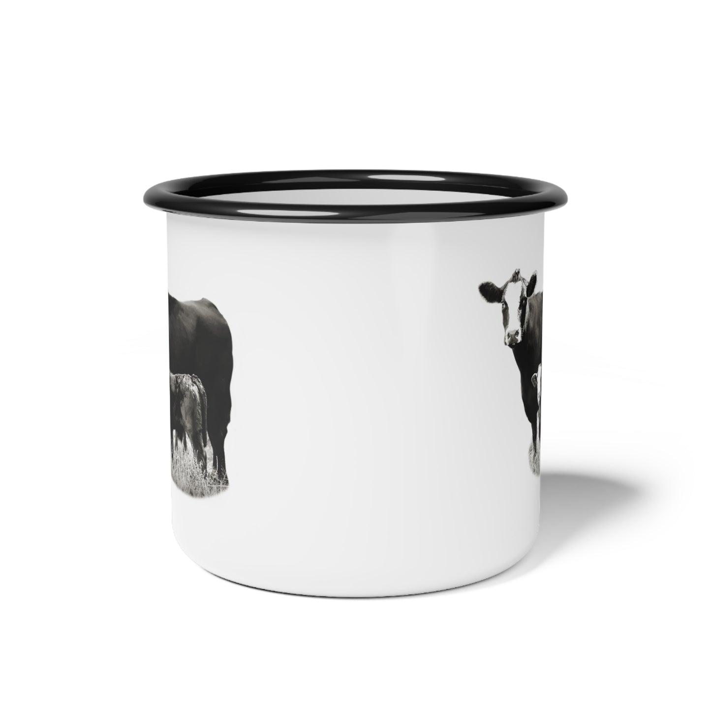 White Face Black Angus Cow Farmhouse Enamel Camp Cup