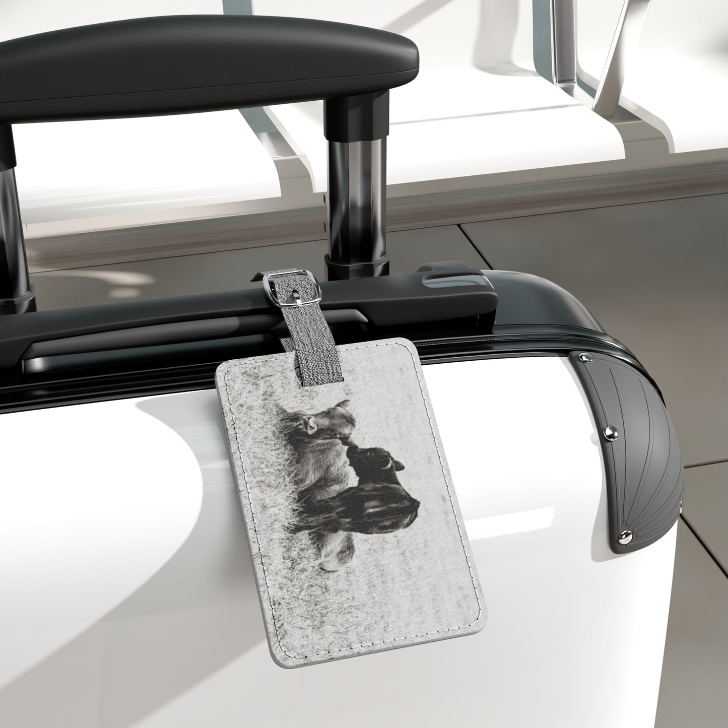 Baby Cow Luggage Tag/Travel Identification/Suitcase Tag/Wedding Gift/Saffiano Polyester Luggage Tag, Rectangle/Farmhouse Gift