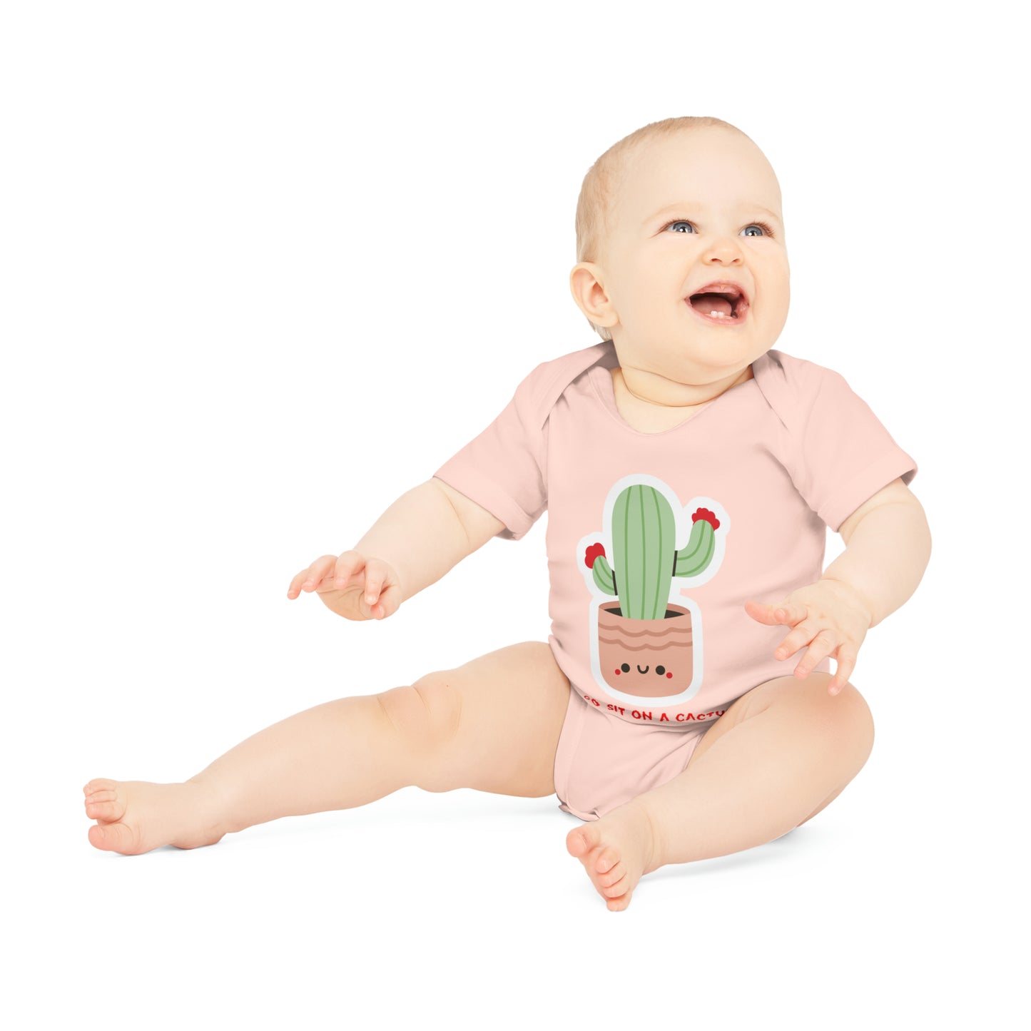 Funny Go Sit on a Cactus Baby Organic Short Sleeve Bodysuit