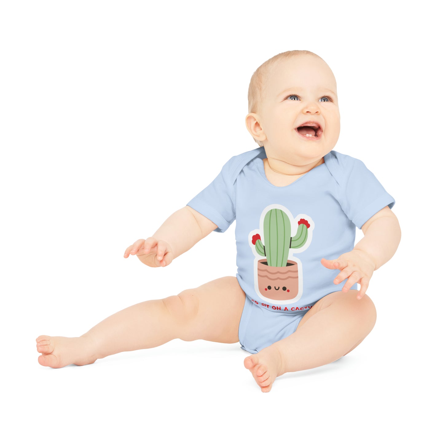 Funny Go Sit on a Cactus Baby Organic Short Sleeve Bodysuit
