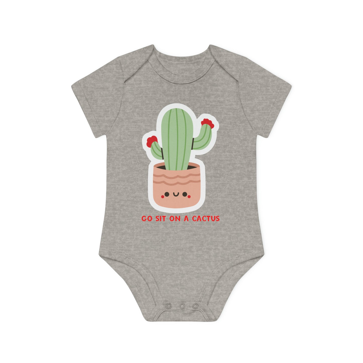 Funny Go Sit on a Cactus Baby Organic Short Sleeve Bodysuit