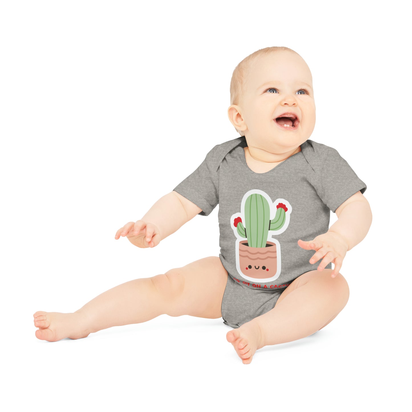 Funny Go Sit on a Cactus Baby Organic Short Sleeve Bodysuit