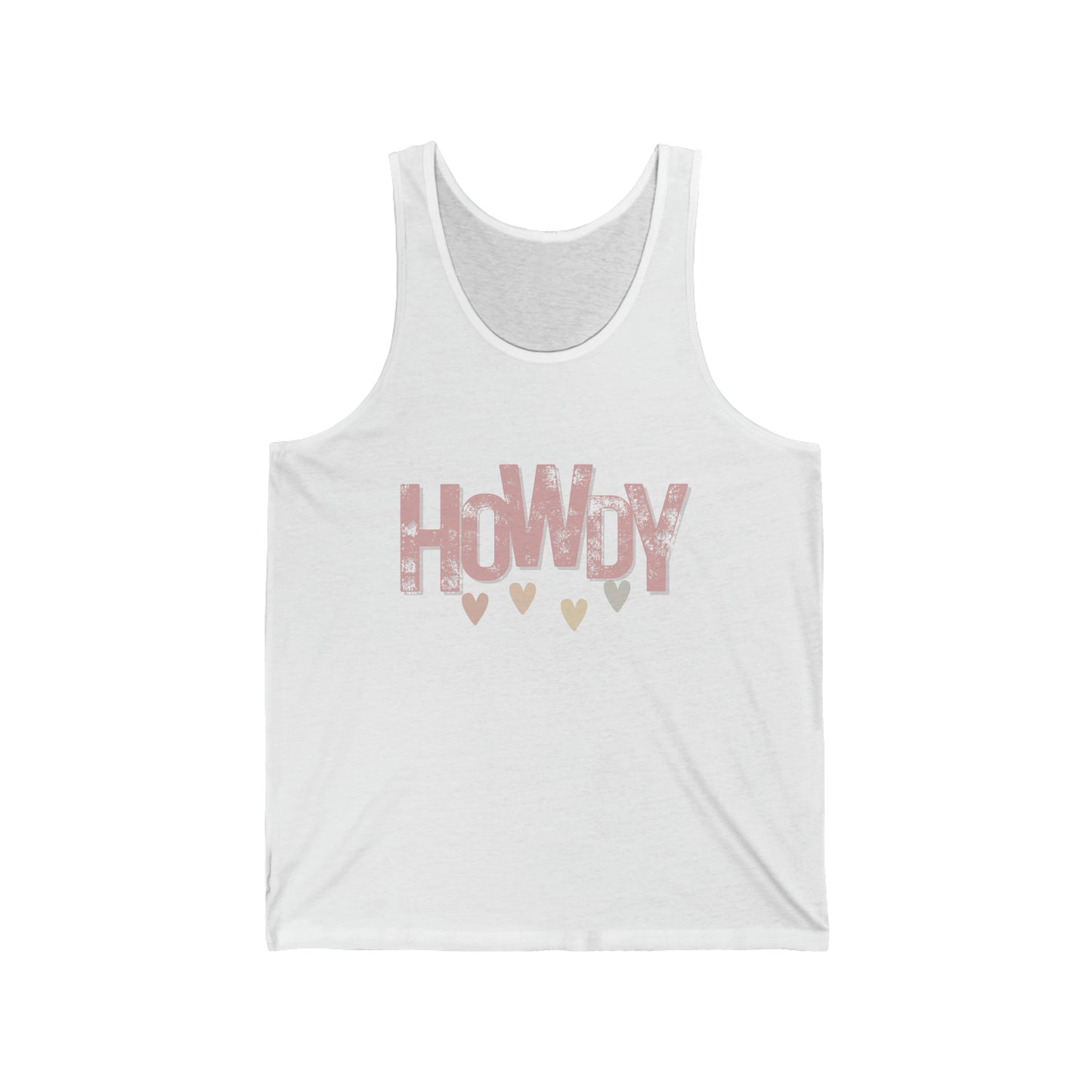 Women's White HOWDY Unisex Jersey Tank Hearts