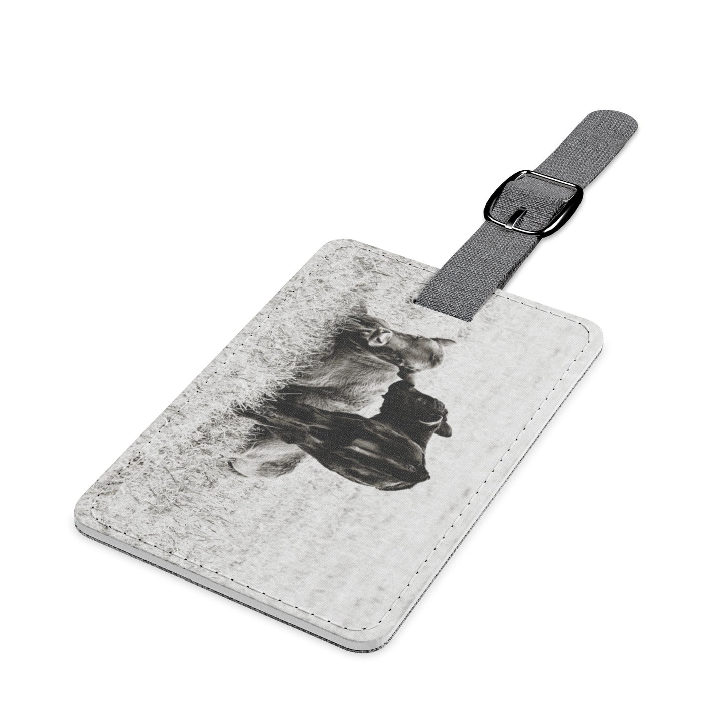 Baby Cow Luggage Tag/Travel Identification/Suitcase Tag/Wedding Gift/Saffiano Polyester Luggage Tag, Rectangle/Farmhouse Gift