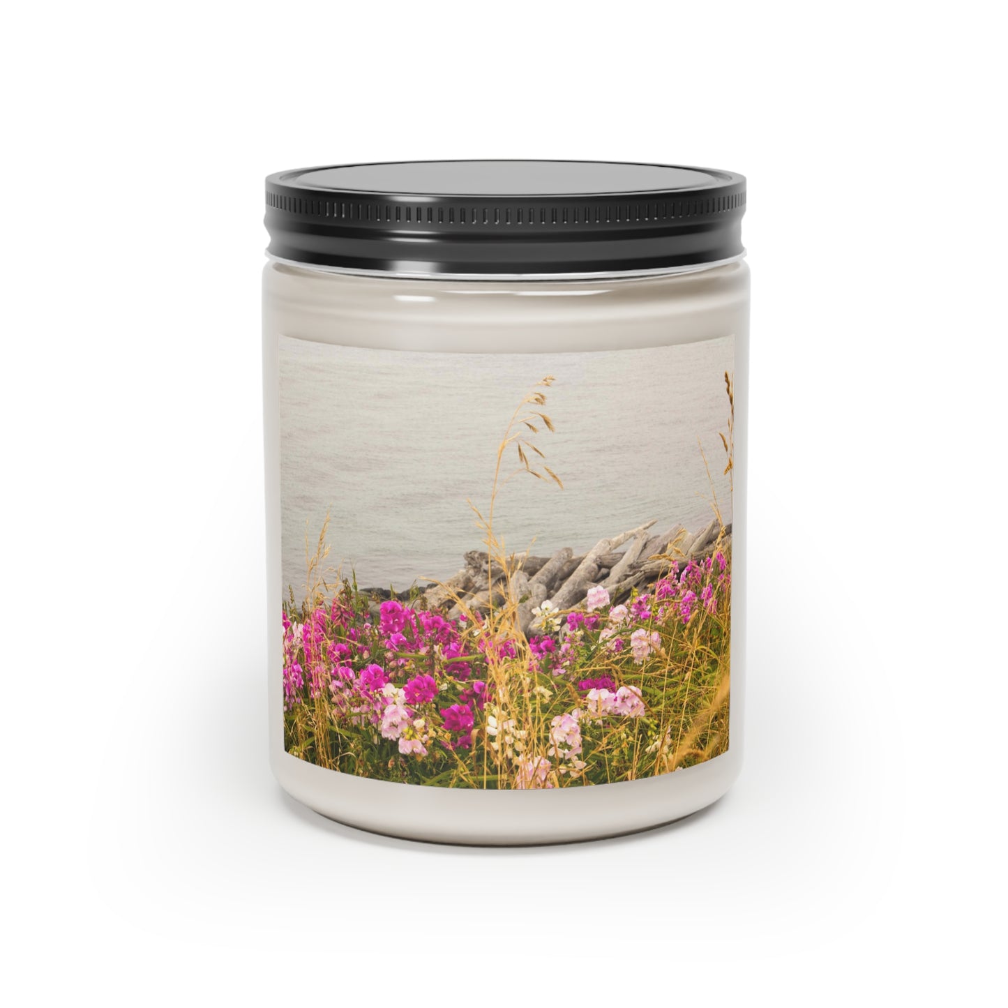 Ocean Beach Flower Photo Scented Candle, 9oz
