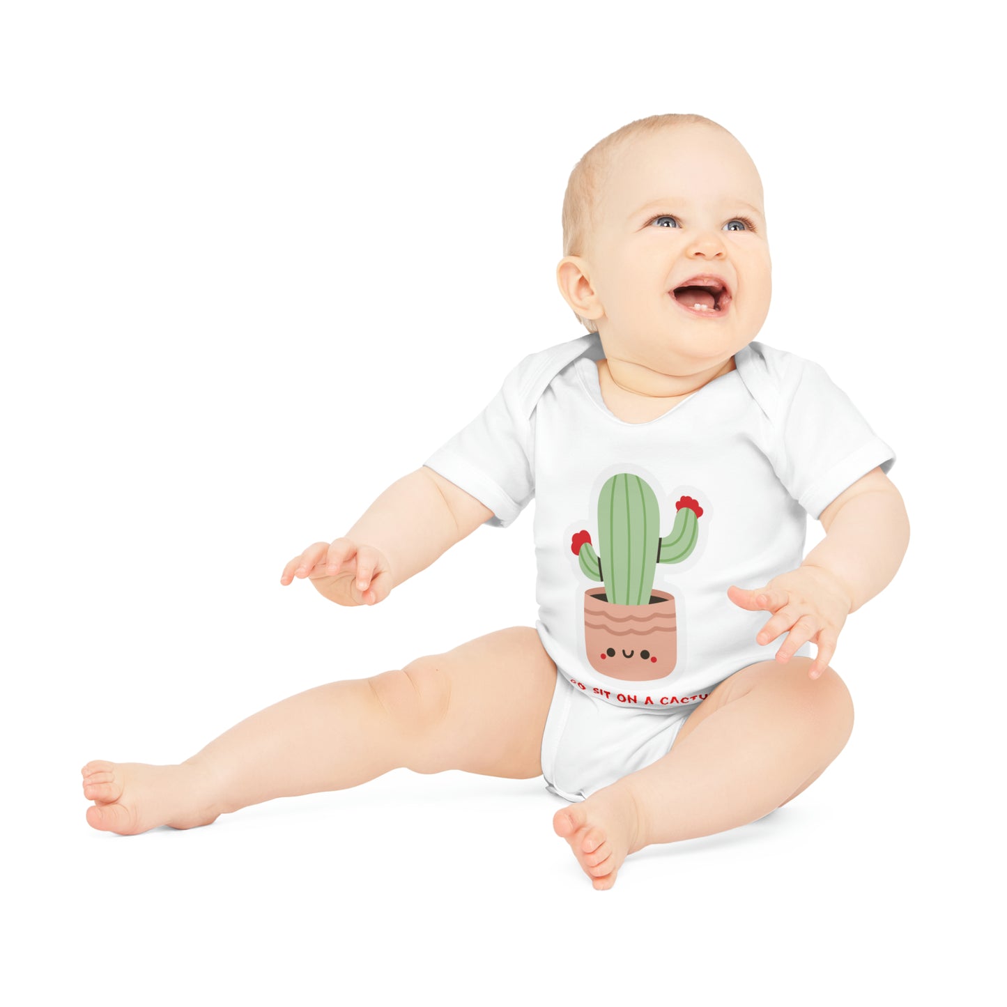 Funny Go Sit on a Cactus Baby Organic Short Sleeve Bodysuit