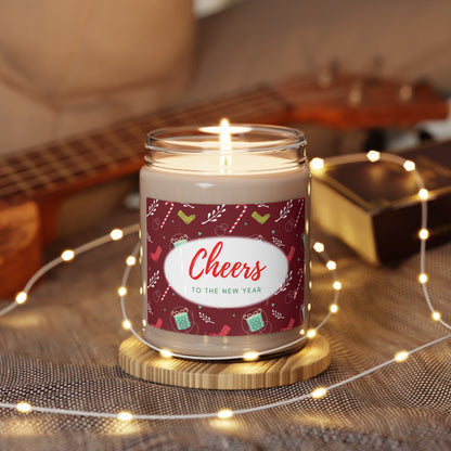 Cheers to the New Year Holiday Christmas Scented Soy Candle, 9oz