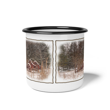 Snowy Winter Coffee Tea Cocoa Enamel Camp Cup