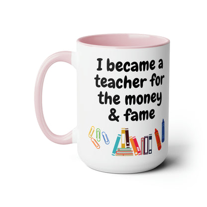 Funny Teacher Gift Two-Tone Coffee Mugs, 15oz