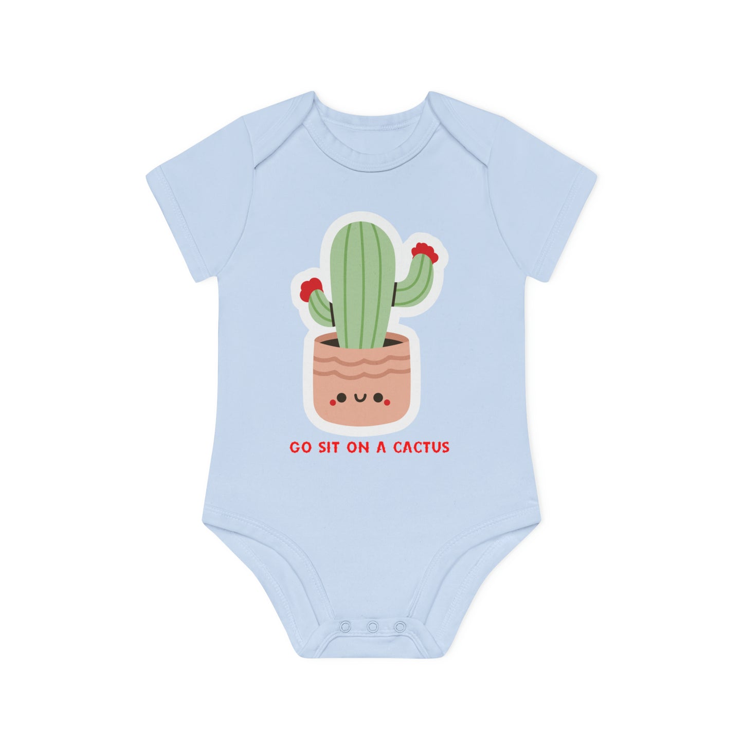 Funny Go Sit on a Cactus Baby Organic Short Sleeve Bodysuit