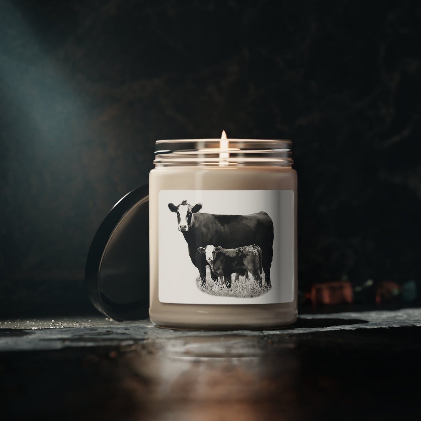 Black White Face Angus Scented Soy Candle, 9oz { Farmhouse Decor