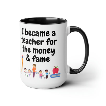 Funny Teacher Gift Two-Tone Coffee Mugs, 15oz