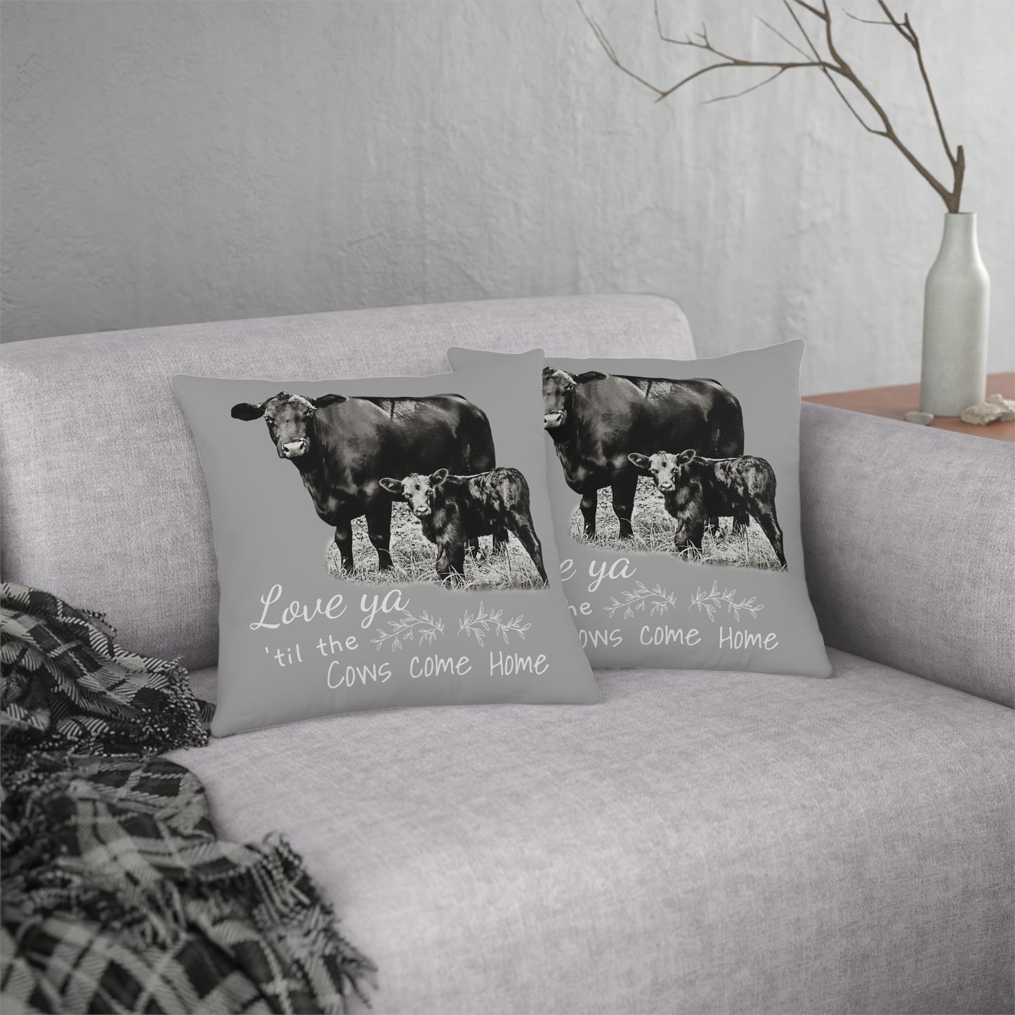 Gray Black  Angus Farmhouse Couch Throw Waterproof Pillows