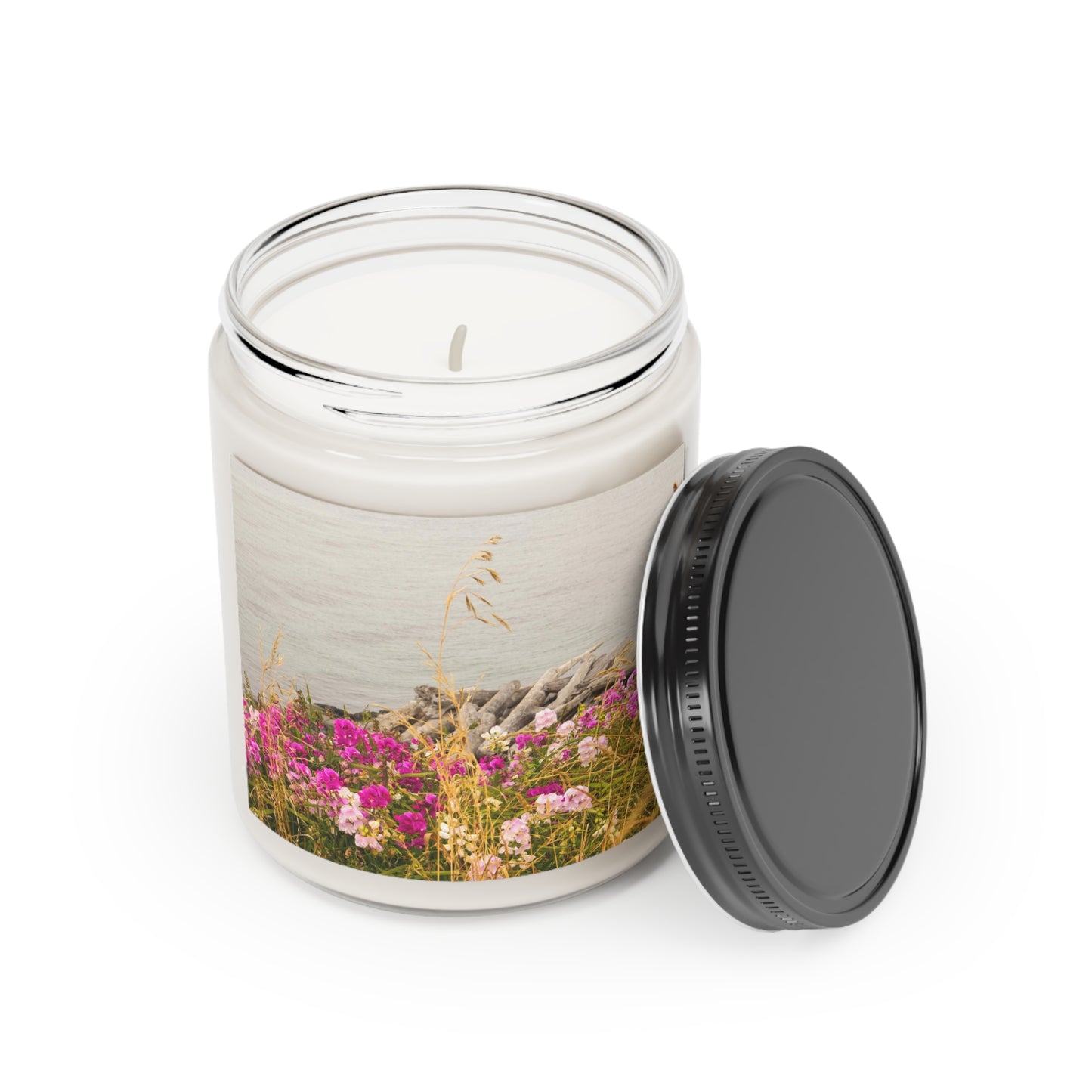 Ocean Beach Flower Photo Scented Candle, 9oz