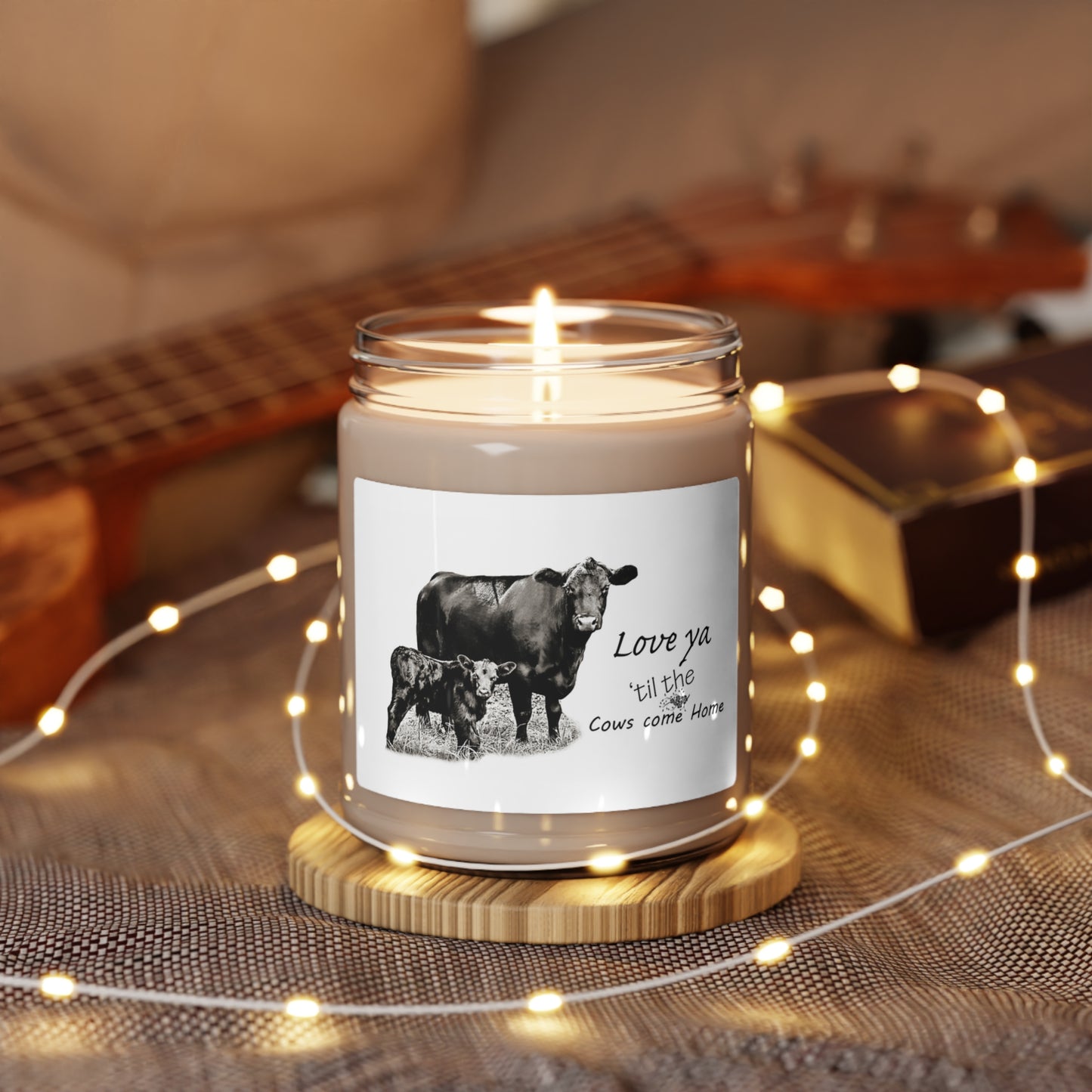 Black Angus Cow Calf Pair Cow Quote Scented Soy Candle, 9oz