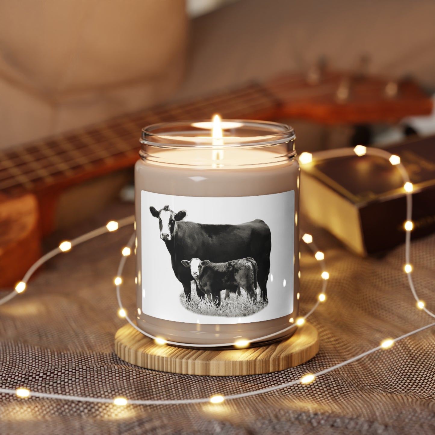 Black White Face Angus Scented Soy Candle, 9oz { Farmhouse Decor