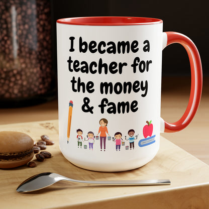 Funny Teacher Gift Two-Tone Coffee Mugs, 15oz