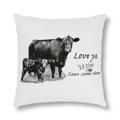 White Farmhouse Black Angus Cow Quote Waterproof Pillows