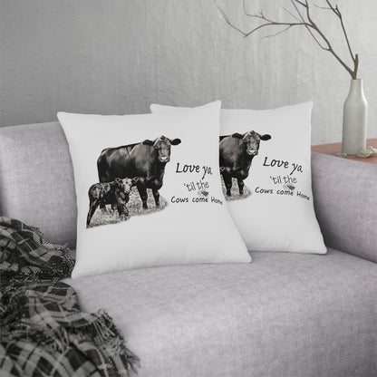 White Farmhouse Black Angus Cow Quote Waterproof Pillows