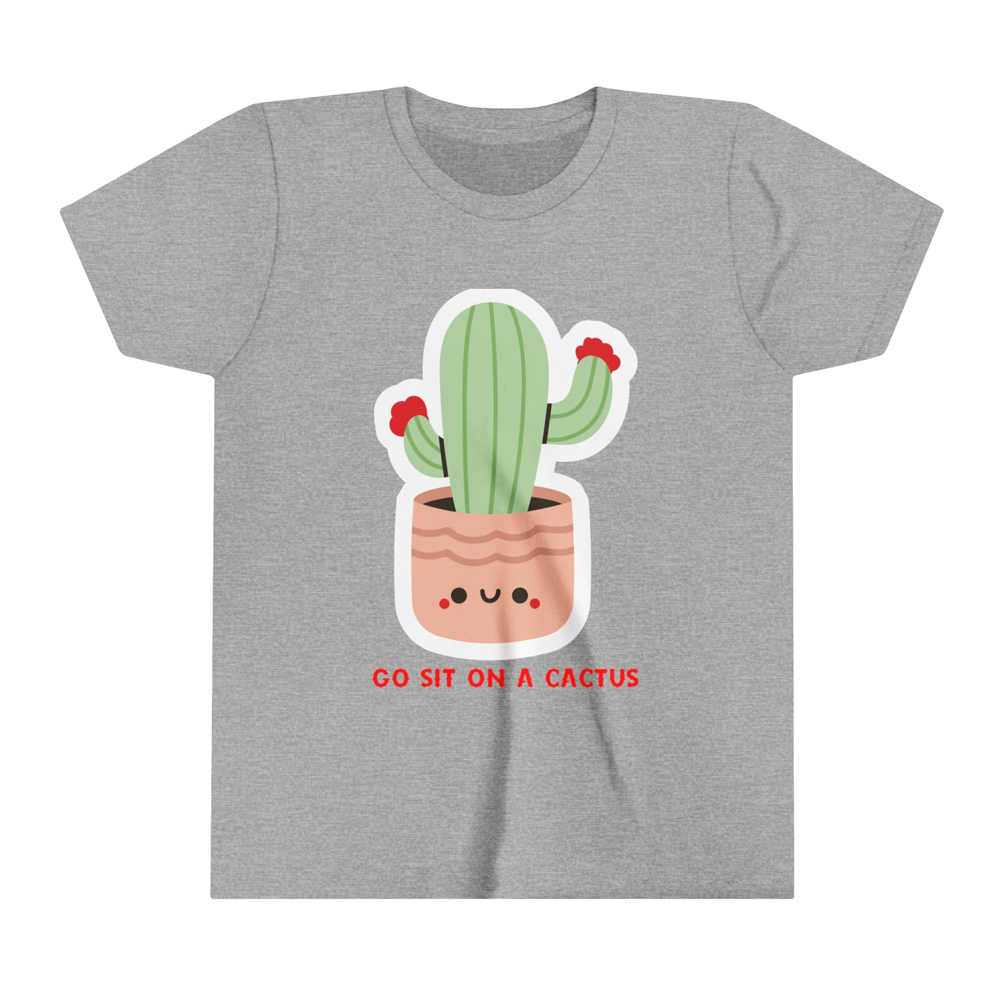 Funny Children's Go Sit on a Cactus Quote Youth Short Sleeve Tee